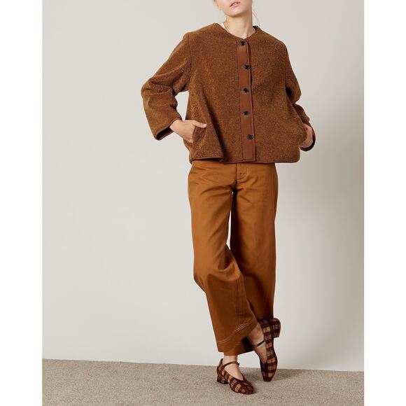 CARON CALLAHAN STEWART PANT - CARAMEL Cropped Wide Leg 100% cotton Women’s  8 - Picture 3 of 12